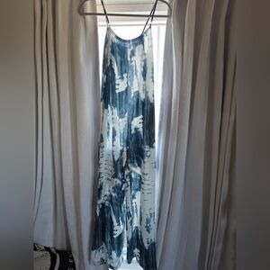 Blue and White Tie-Dye Maxi Dress